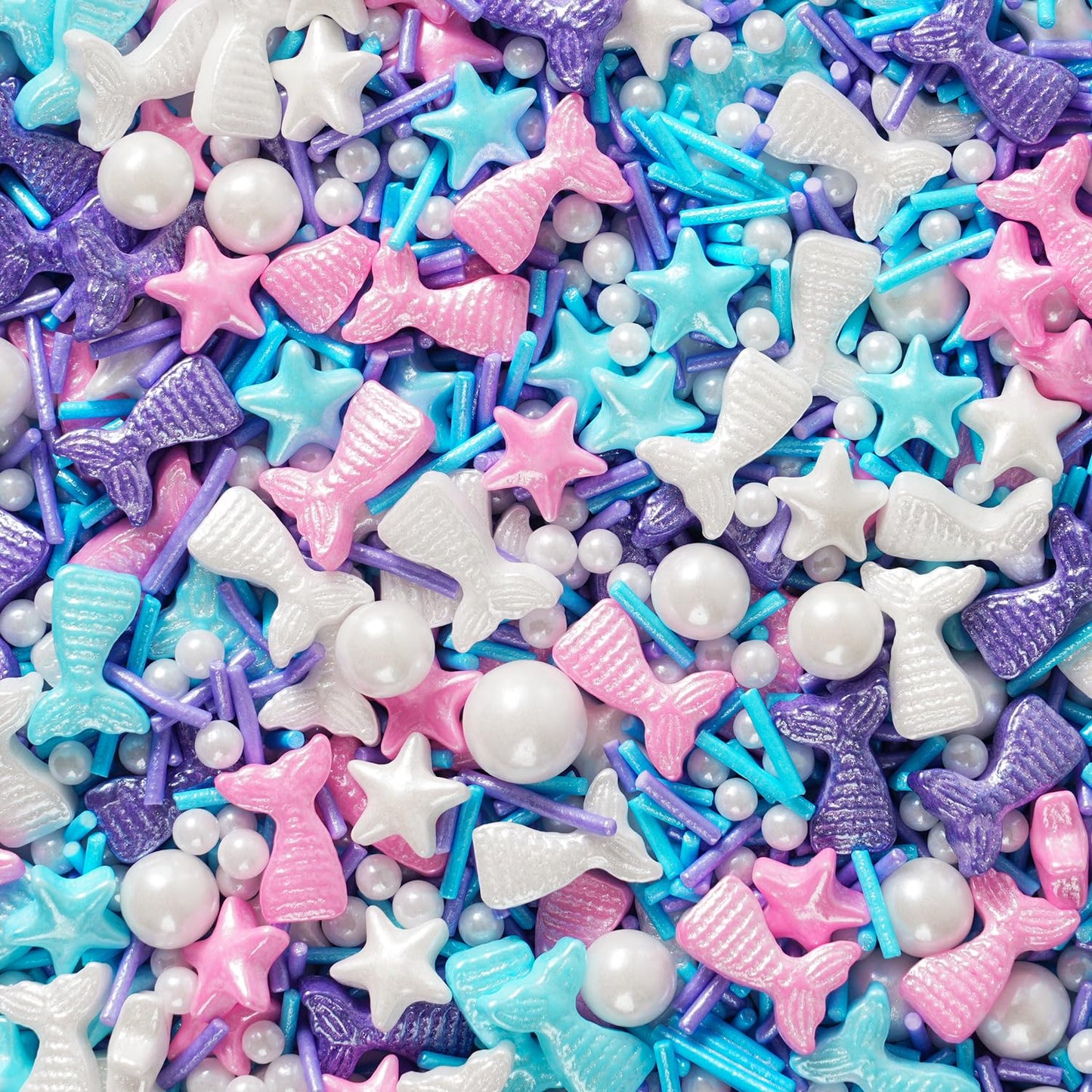 Cobakey Mermaid Sprinkles Mix – Edible Pearl & Star Sugar, 4.23 oz, Blue/Pink/Purple, Ocean & Unicorn Theme for Cake Decorating