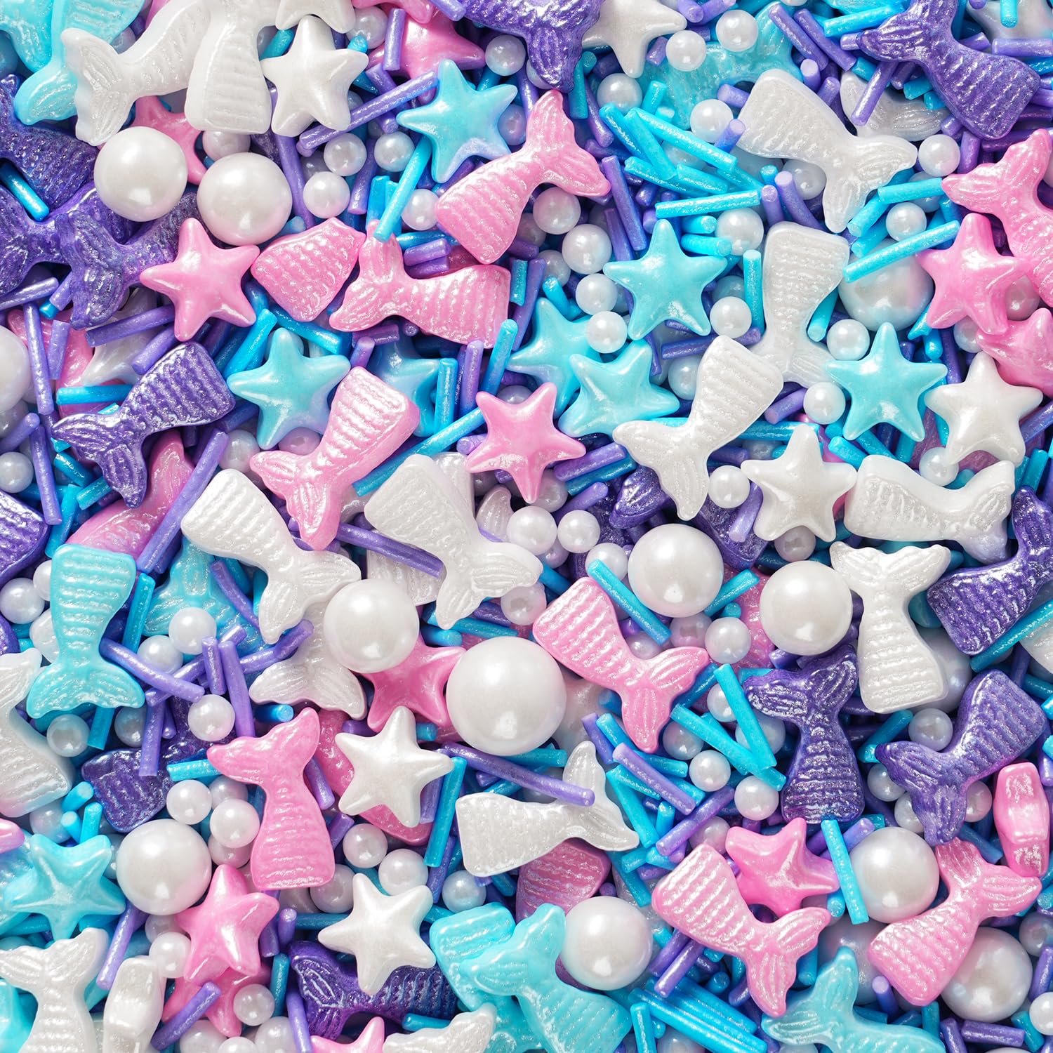 Cobakey Mermaid Sprinkles Mix – Edible Pearl & Star Sugar, 4.23 oz, Blue/Pink/Purple, Ocean & Unicorn Theme for Cake Decorating