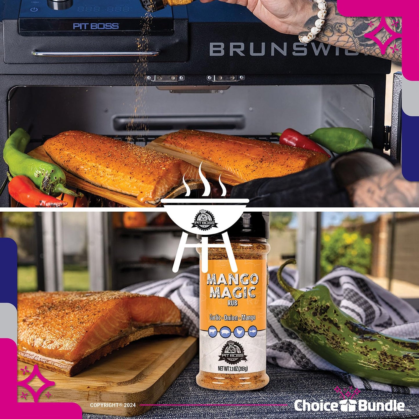 Pit Boss Mango Magic Premium Bbq Barbecue Mixed Seasoning Spice & Dry Rub 4 Pk Choice Bundle (28.4 Oz) + Guide & Keychain Bottle