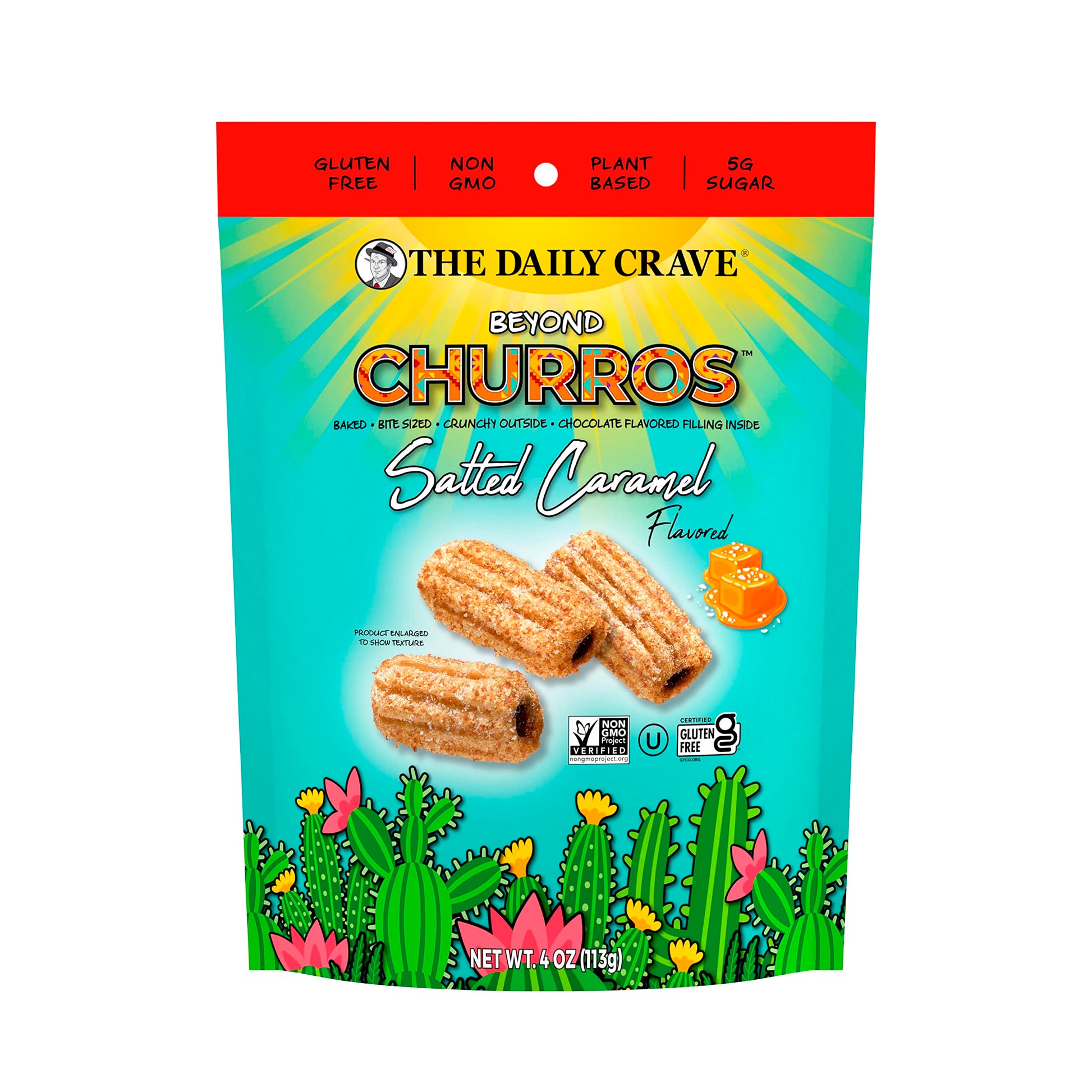 The Daily Crave Beyond Churros, Salted Caramel, 4 Oz (Pack Of 6) Plant Based Protein, Dairy And Soy-Free, Gluten-Free, Non-Gmo,
