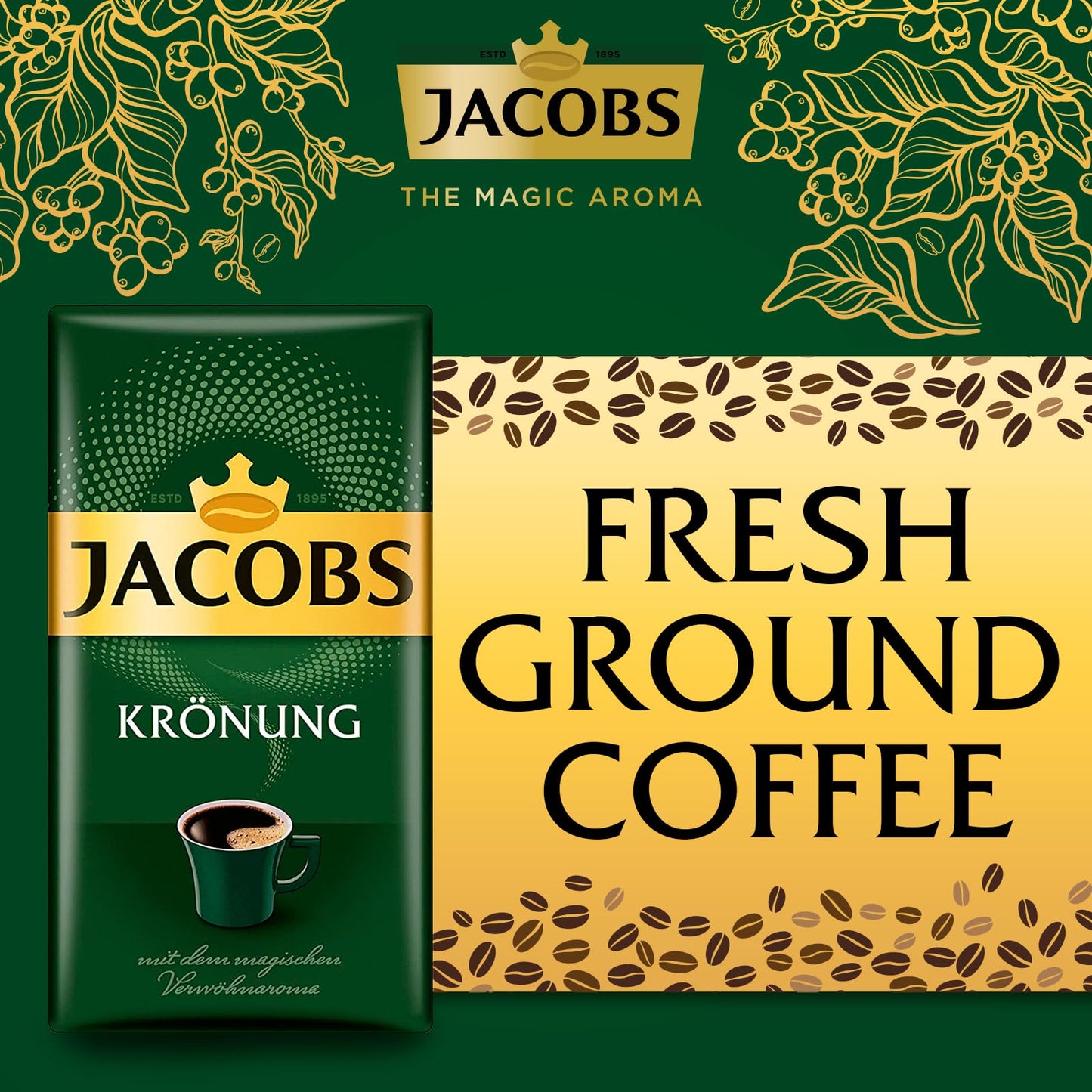 Jacobs Kronung Ground Coffee 500 Gram, 1.76 Ounce (Pack Of 6)