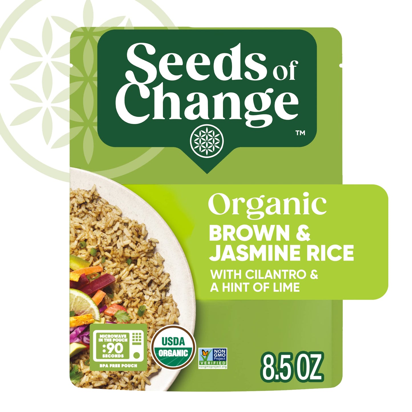 Seeds Of Change Organic Brown Jasmine Rice with Cilantro & A Hint Of Lime, Good Source of Fiber, No Artificial Ingredients or Pr