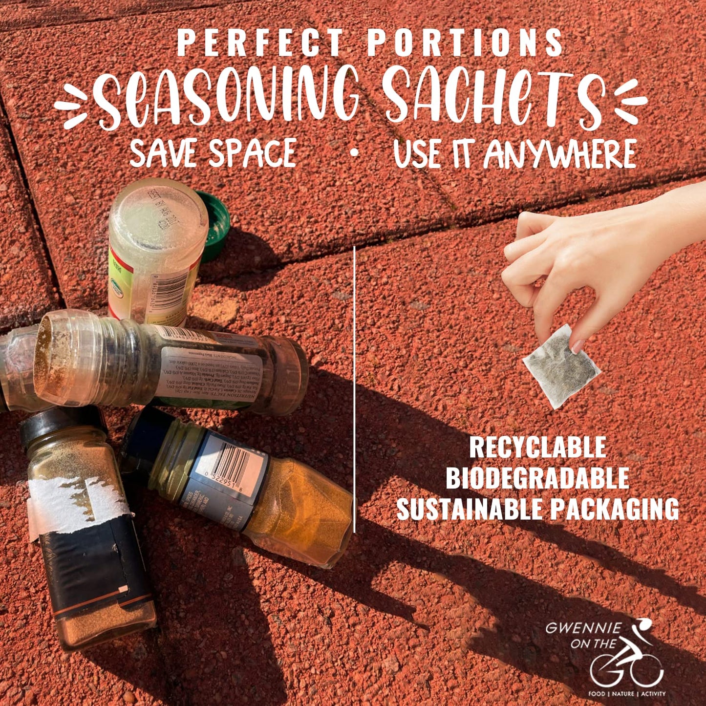 GWENNIE ON THE GO Seasoning Sachets, Chives and Dill, Certified Organic, Gluten-Free, 10 Count (Pack of 2), 2oz Resealable Pouch