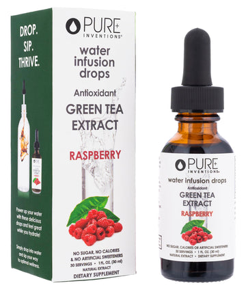 Pure Inventions Water Infusion Drops - Green Tea Antioxidants, Sugar-Free, 2 Fl Oz, Raspberry