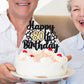 Gyufise Happy 80Th Birthday Cake Topper, 1Pc, 80 & Fabulous, Black And Gold Glitter, Topper For Anniversary And Birthday Party D