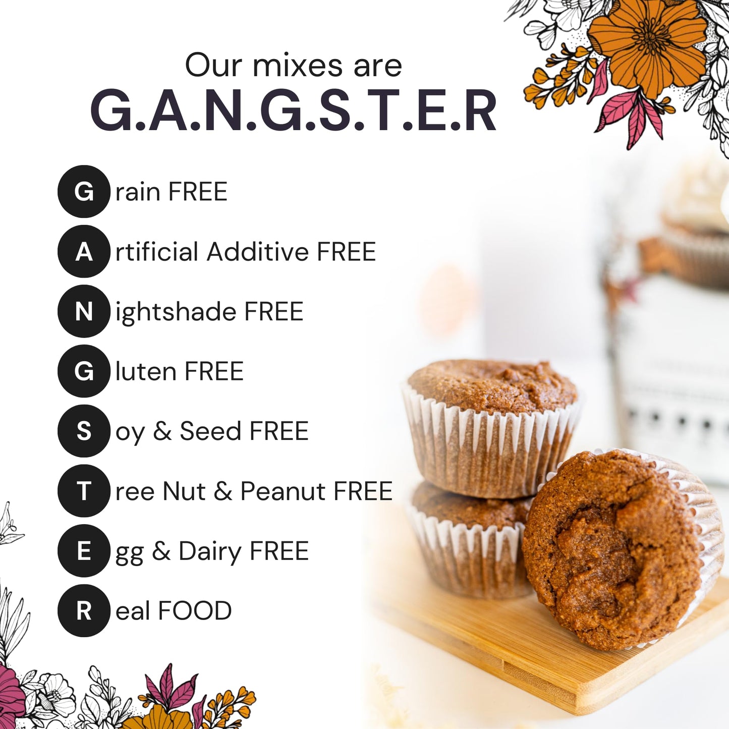 eat G.A.N.G.S.T.E.R. Cinnawin Spice Cake & Muffin Mix  Allergy-Friendly Baking Mix  Grain-Free  No Dairy  Nuts  Gluten  Dairy  For Paleo & AIP Diets  Delicious Cakes  Muffins and Cupcakes