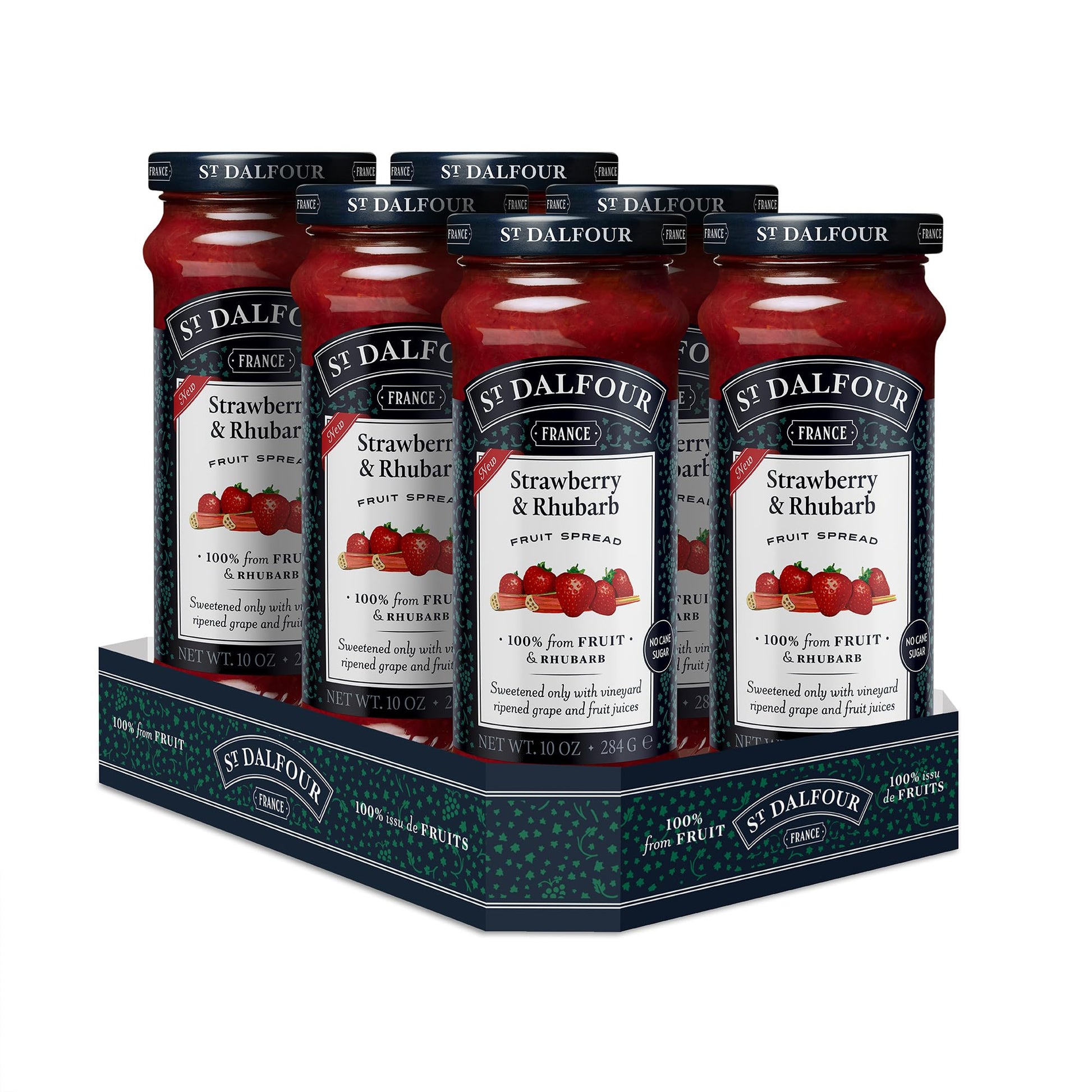 St. Dalfour Strawberry & Rhubarb Fruit Spread - 10oz - 100% from Fruit & Rhubarb, No Artificial Ingredients, Non-GMO, No Cane Su