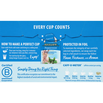 Bigelow Peppermint Herbal Tea 0.91 Oz(Pack Of 12)
