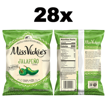 Miss Vickie'S Kettle Cooked Potato Chips, Jalapeno, 1.375 Ounce (Pack Of 28)