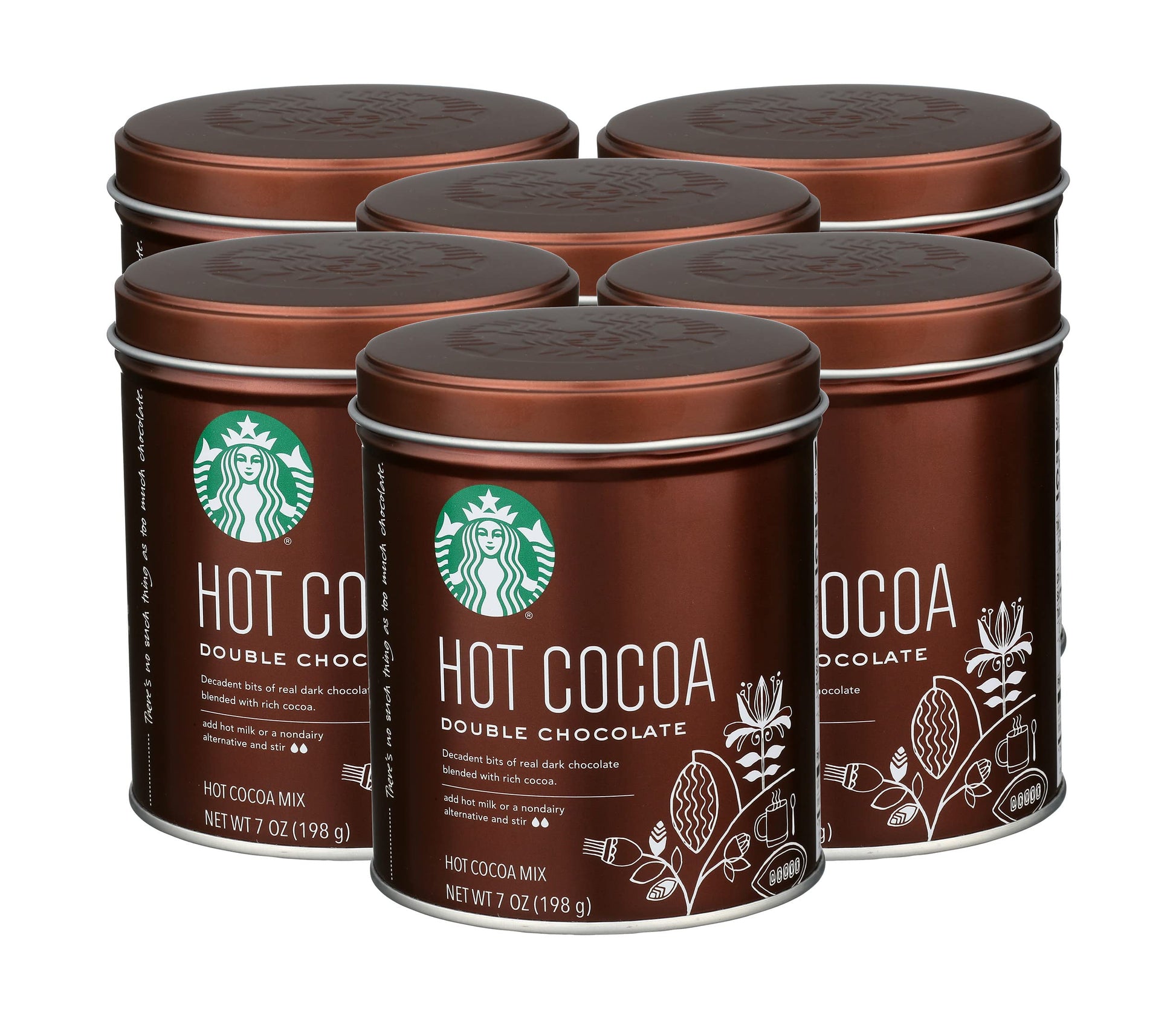 Starbucks Hot Cocoa Mix Tin  Double Chocolate  7 Oz (6Pack)