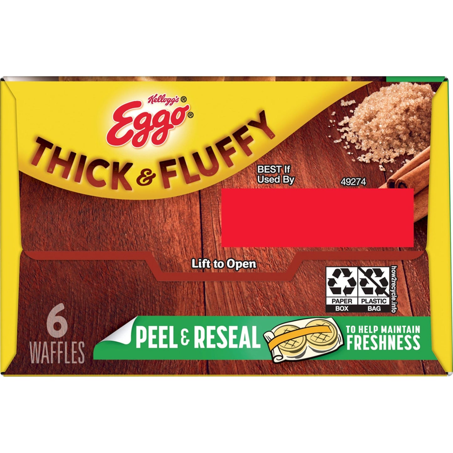 Eggo Thick And Fluffy Cinnamon Brown Sugar Waffles, Belgian Style, 11.6 Oz 6 Count (Frozen)