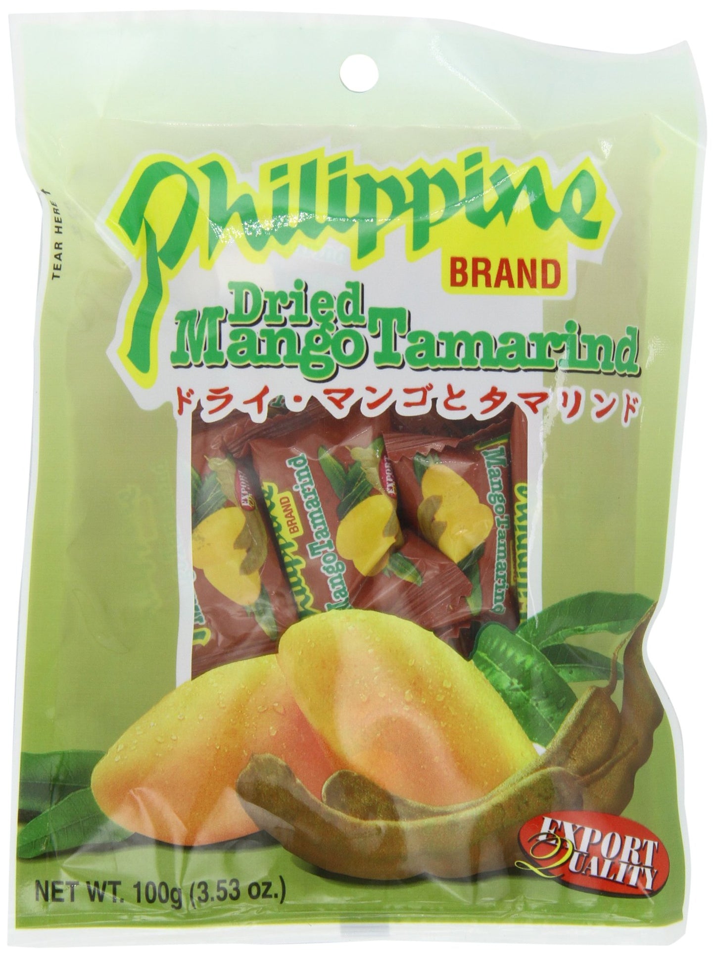 Philippine Brand Dried Mango Tamarind Balls, 3.53-Ounce Pouches, Pack of 10