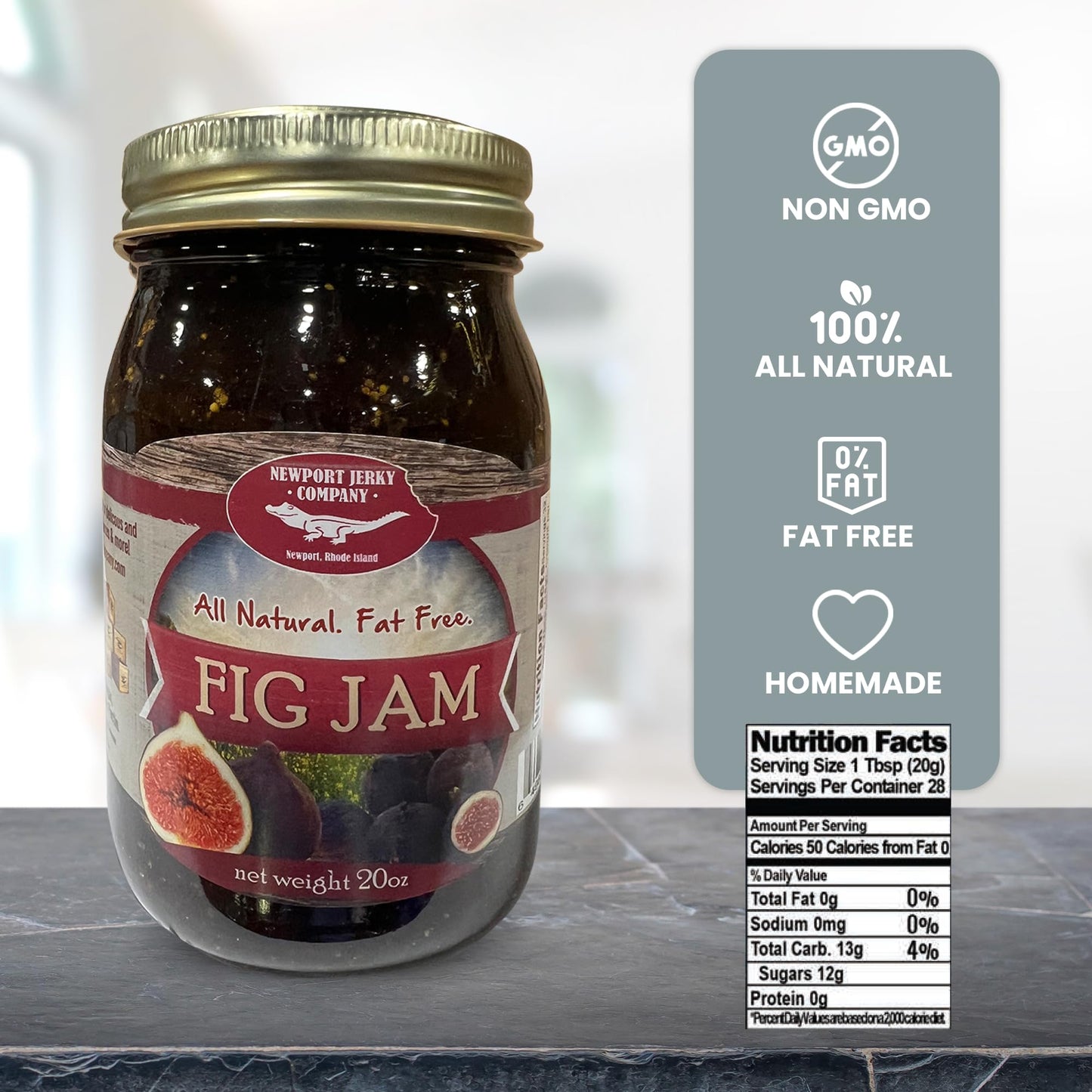 Newport Jerky Company Fig Jam ( All Natural, Fat Free, Gluten Free)