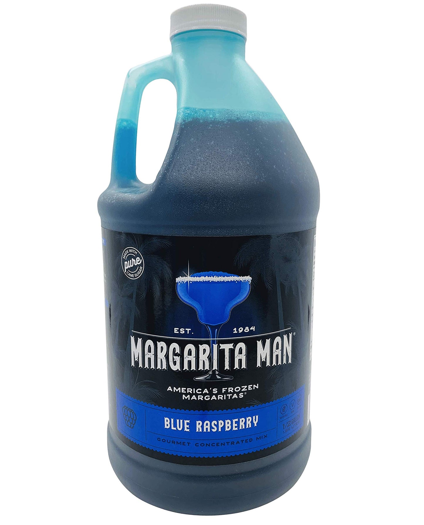 Margarita Man Blue Raspberry Slush Mix | 64oz Bottle | Makes 56 Drinks | Pure Cane Sugar