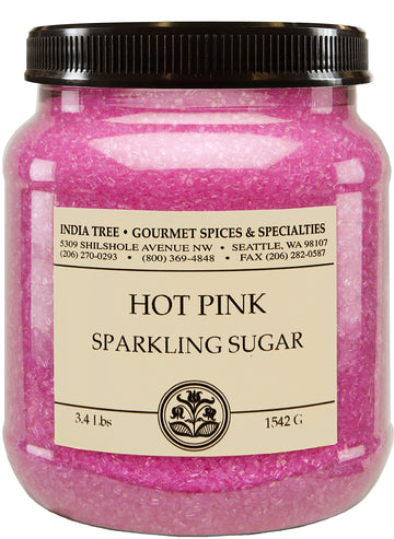 India Tree, Hot Pink Sparkling Sugar, Canister | Shimmery Sugar Sprinkles for Baking and Decorating | 3.4 Lb (Pack of 2)