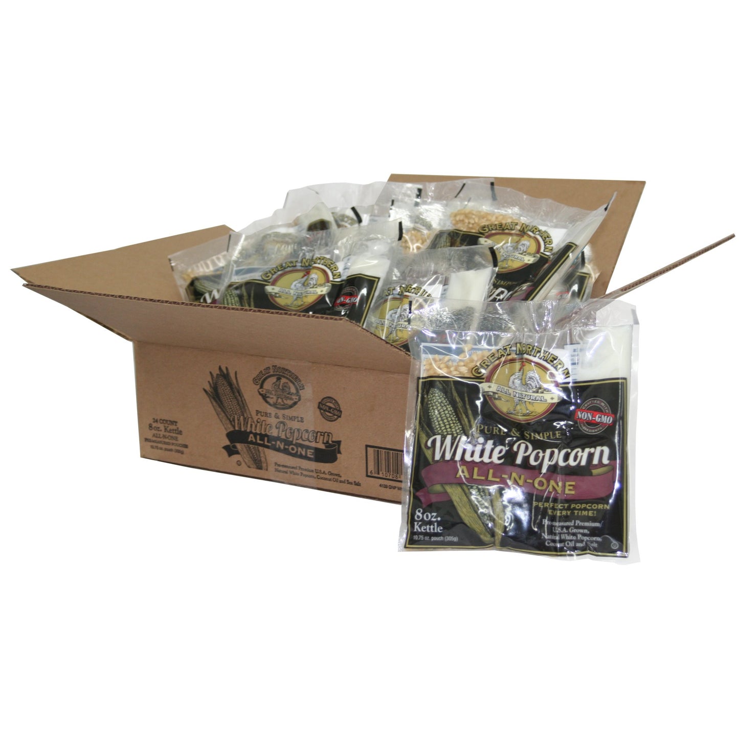 Great Northern Popcorn White Popcorn 8 oz Pack of 24 - Model 4139 GNP