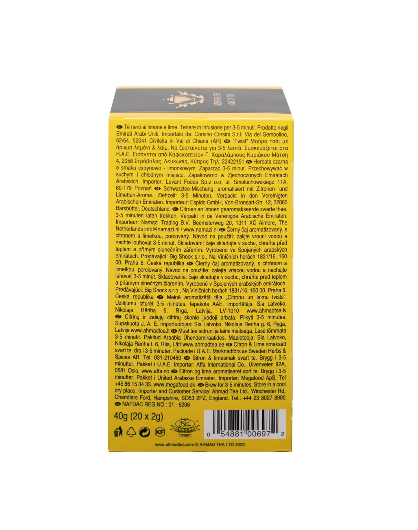 Ahmad Tea Lemon & Lime Twist Black Tea, 20-Count Boxes, Pack of 6, Model 697