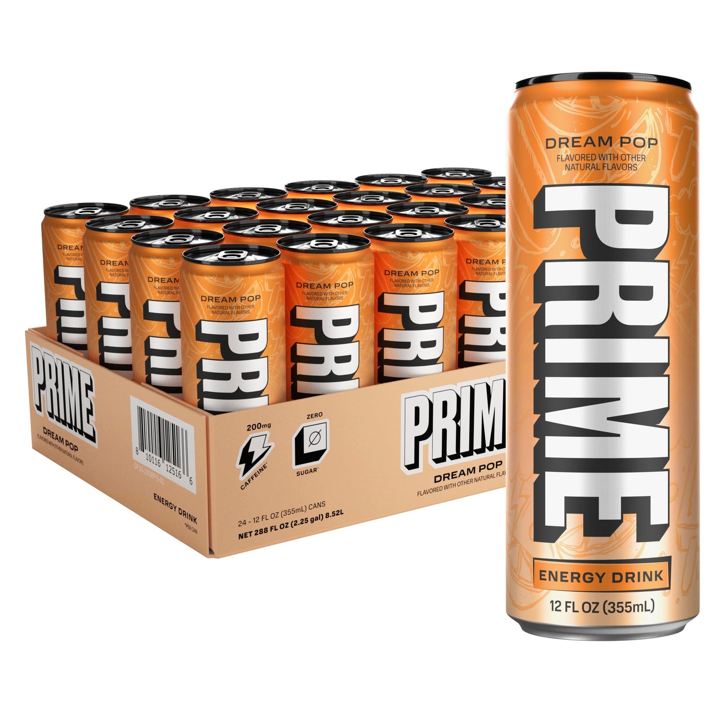 PRIME HYDRATION Zero Sugar Energy Drink | 200mg Caffeine | 355mg Electrolytes | Vegan | Gluten Free | 12 Fl Oz | 24 Pack