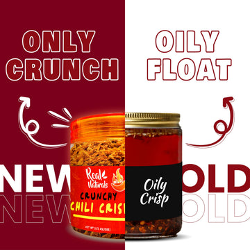Chili Crisp No-Floating Oil (3 Bottles Medium Hot) Spicy Chilli Crisp Crunch. Crispy Garlic & Onion ''No-Oil'' Chili Oil Crisp B