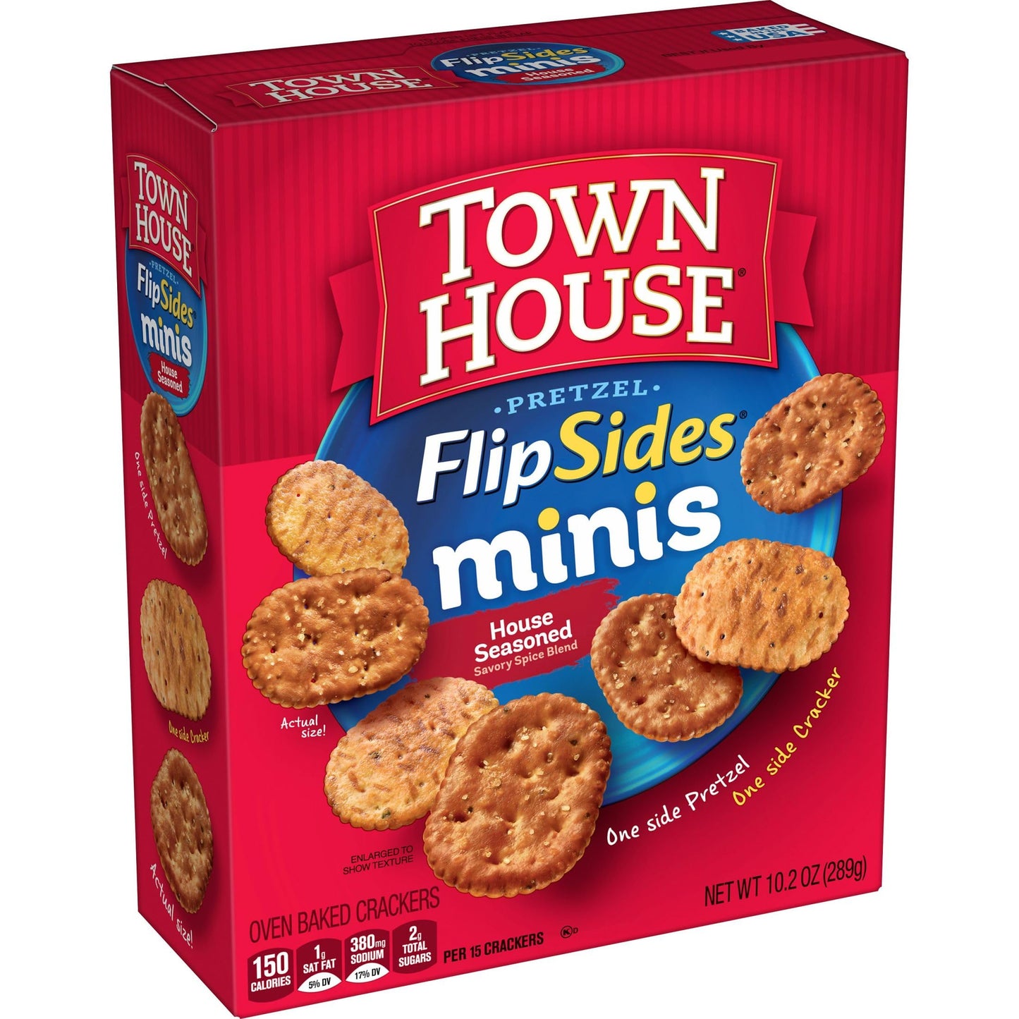 Town House FlipSides Minis Oven Baked Crackers, Lunch Snacks, House Seasoned (12 Boxes)