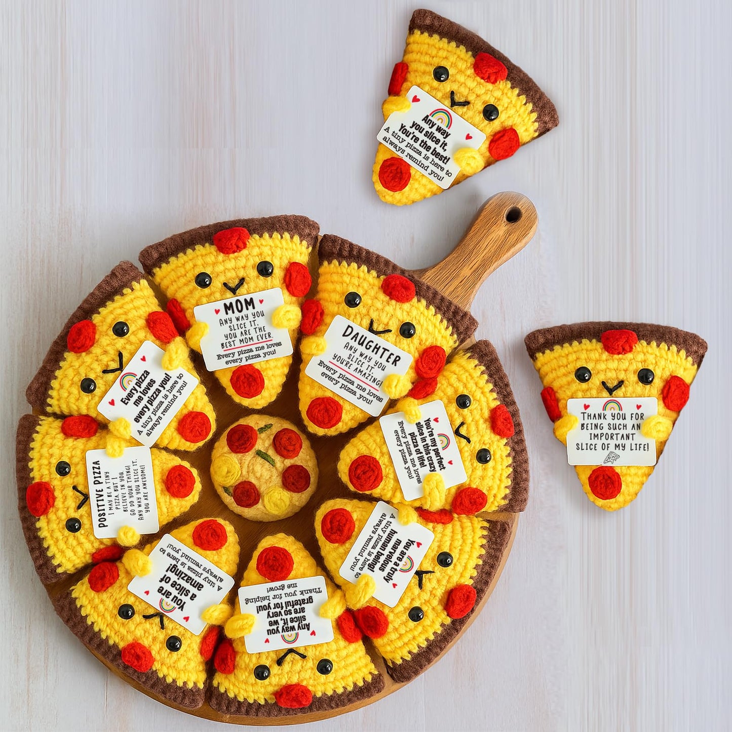 Mini Christmas Daughter Gifts from Mom Dad Cute Handmade Crochet Pizza for Motivational Encouragement Inspirational Christmas Bi