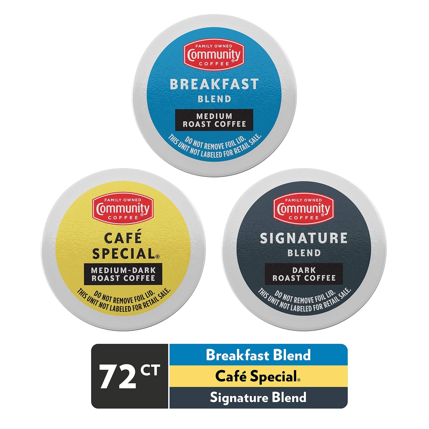 Community Coffee Variety Pack Coffee Pods, Medium to Dark Roast, 72 Count, Compatible with Keurig 2.0, 12 Count (Pack of 6)
