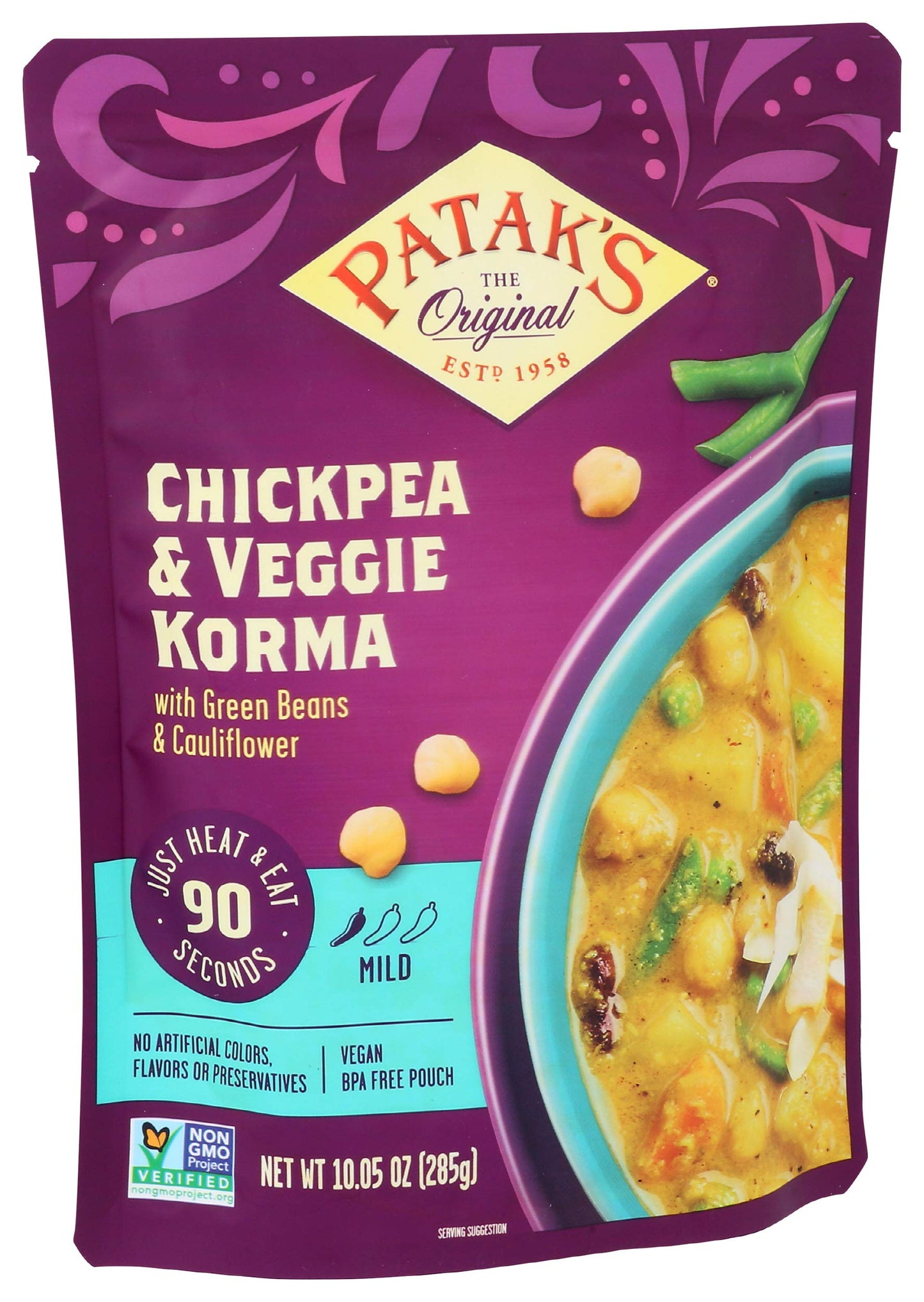 Patak'S Chickpeas And Veggie Korma Ready To Heat Curry, 10.05 Fl Oz