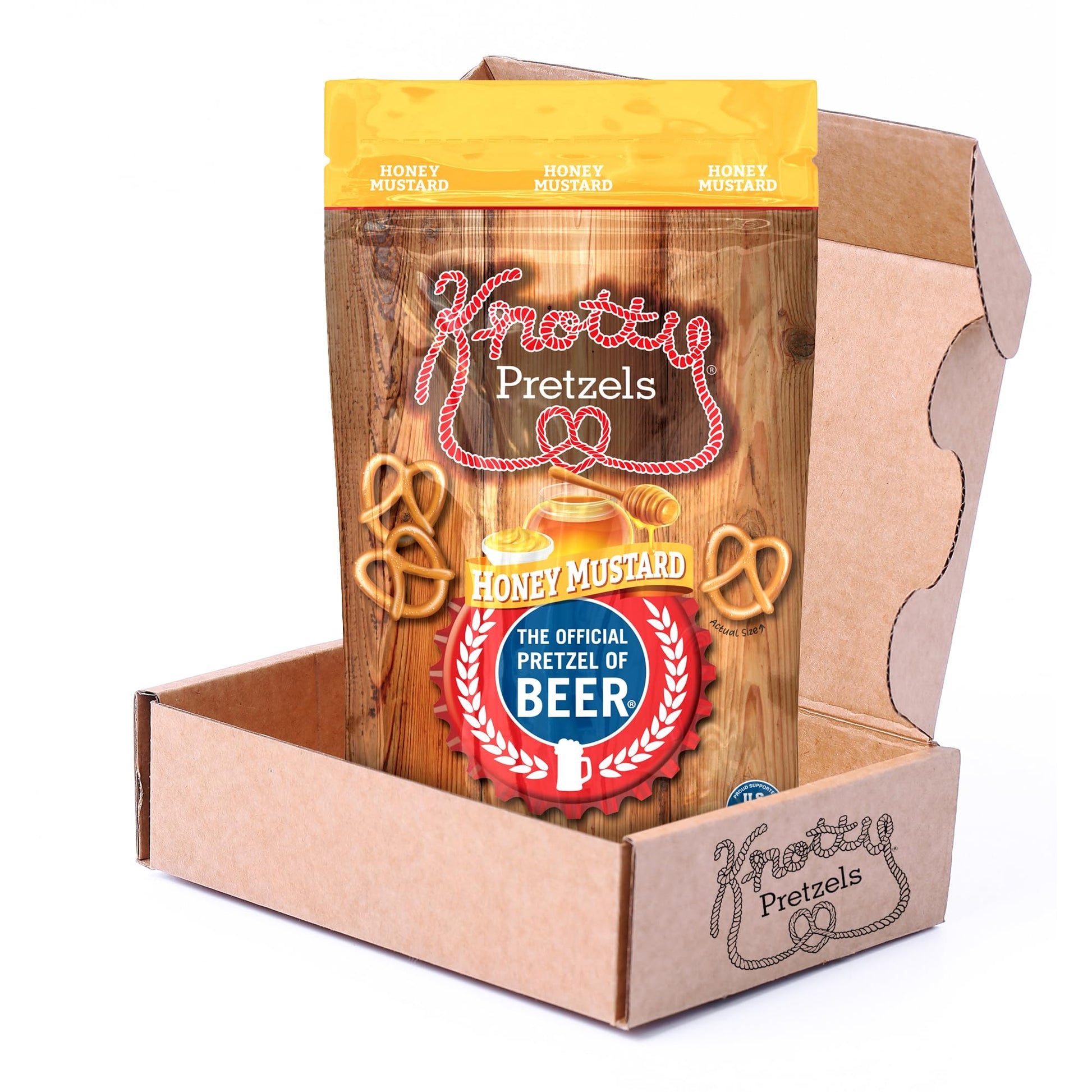 Knotty Pretzels Honey Mustard Pretzels, 7.5 OZ, Pack of 1, Snack Food