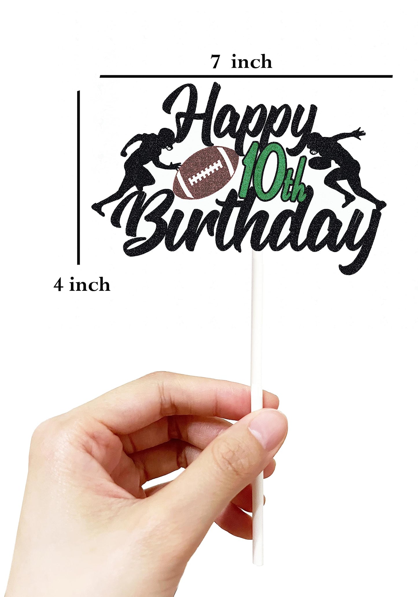 Happy 10Th Birthday Football Cake Topper 10 Ten Years Old Rugby Player Scene Cake Decoration For Kids Sport Theme Tenth Birthday