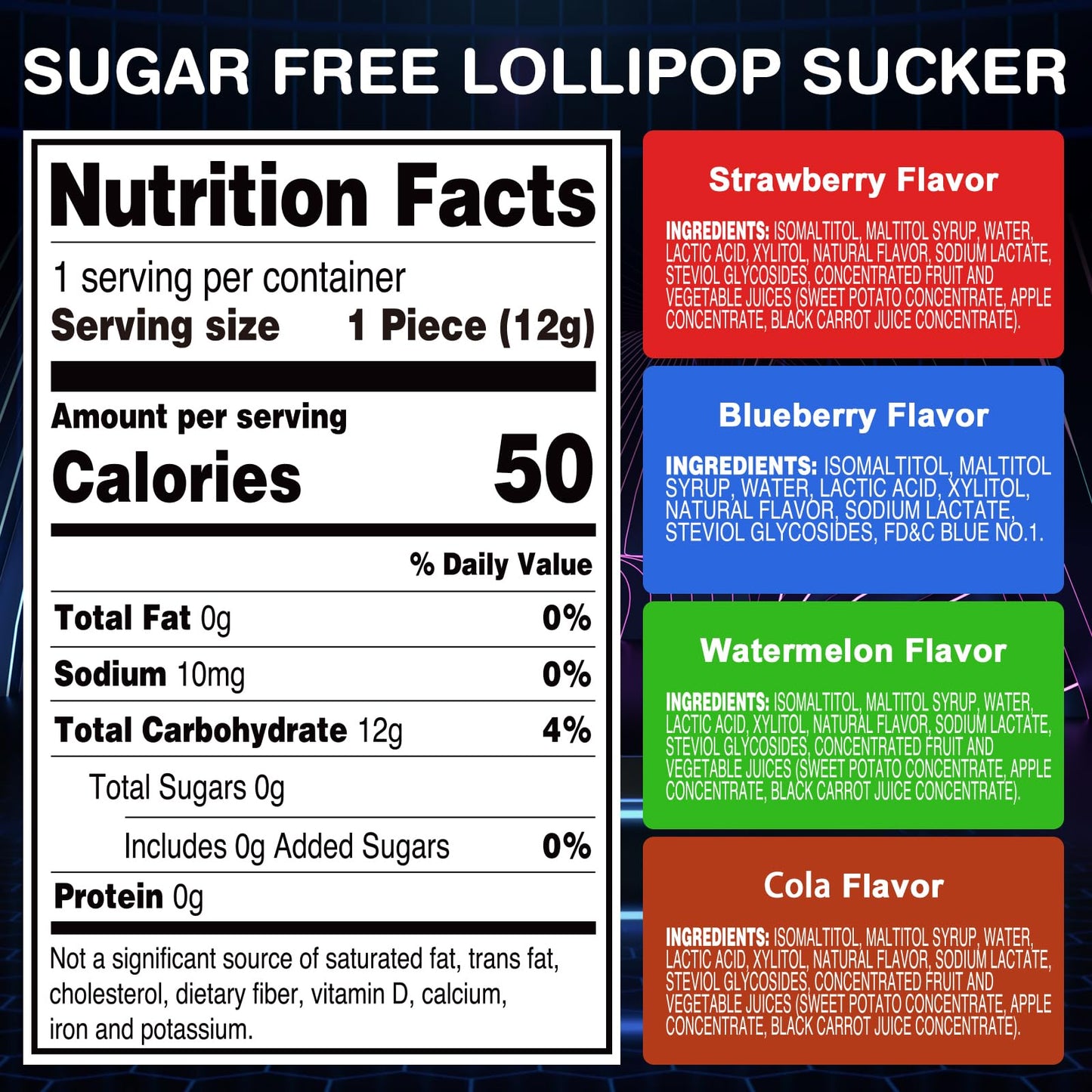 Amos Tastysounds Audio Music Lollipop Candy - Singing Music Lollipop Suckers, Sugar-Free, 4-Pack Variety (Strawberry, Blueberry,