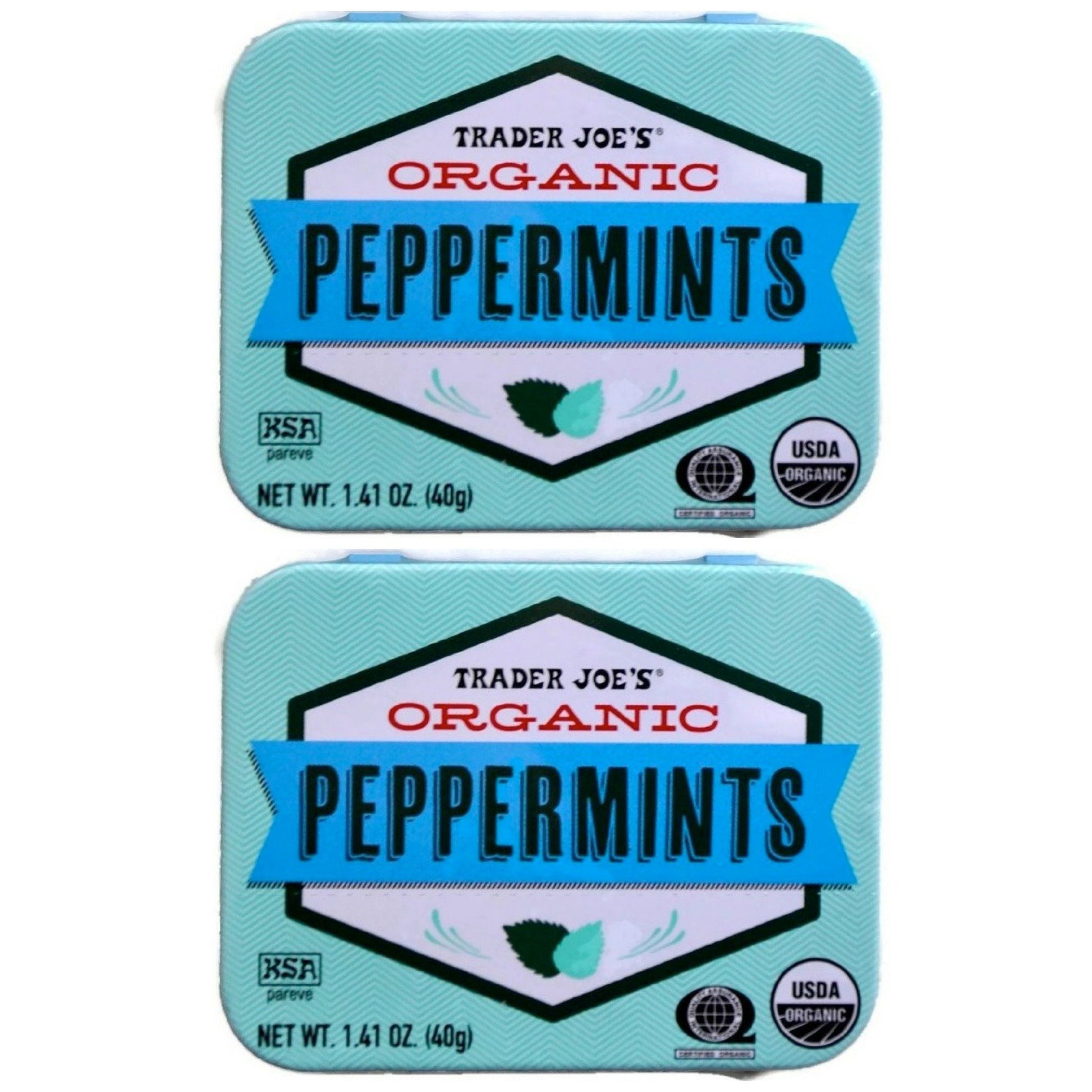 Trader Joe'S Organic Peppermints, 1.41 Oz Tin (Pack Of 2)