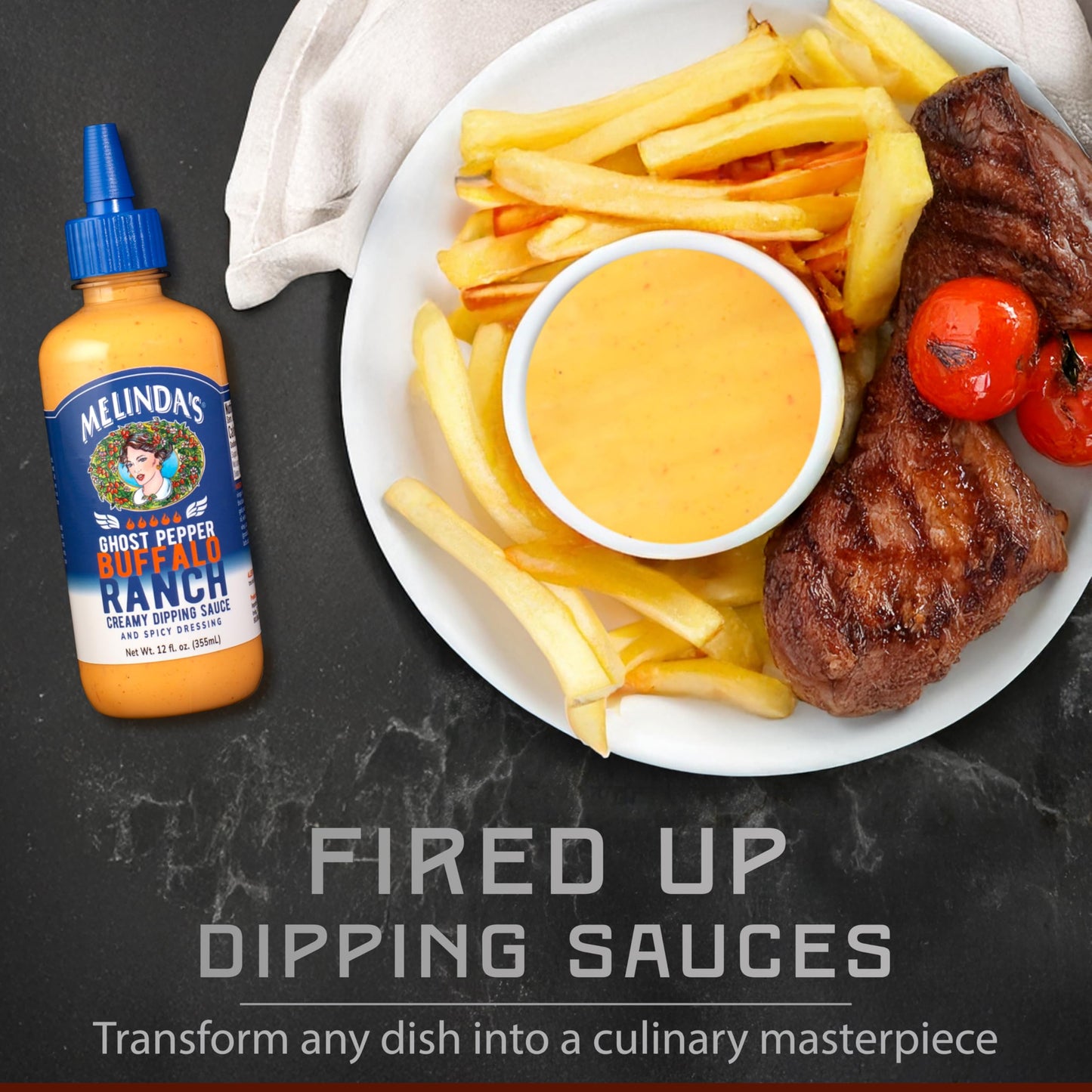 Melindas Dipping Sauce Gift Set, 6 Pack - Ghost Pepper, Buffalo Ranch, Pizza Ranch, Polynesian, Korean Gochujang, Hot Habanero Honey Mustard, 12