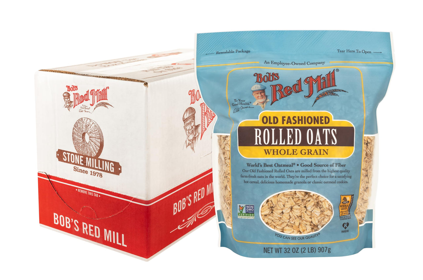 Bobs Red Mill Rolled Oats, Old Fashioned, 32 Oz (Pack of 4), Natural Color, Model 1360S324