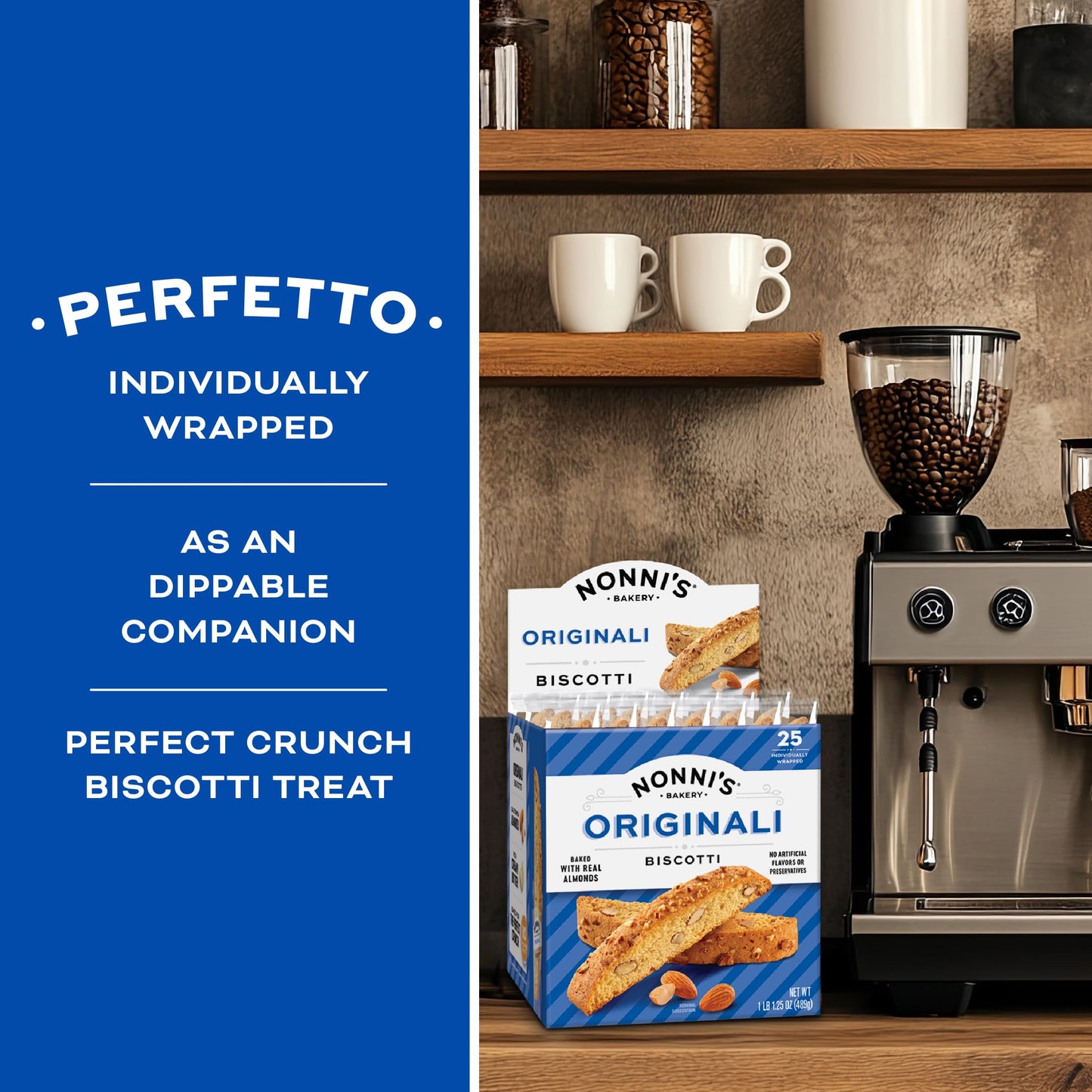 Nonnis Almond Biscotti Cookies - Individually Wrapped - 4-Pack (69 oz) - Kosher - Baked with Anise & Almonds