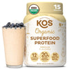 KOS Vegan Protein Powder Erythritol Free, Vanilla - USDA Organic Pea Protein Blend, Plant Based Superfood Rich in Vitamins & Min