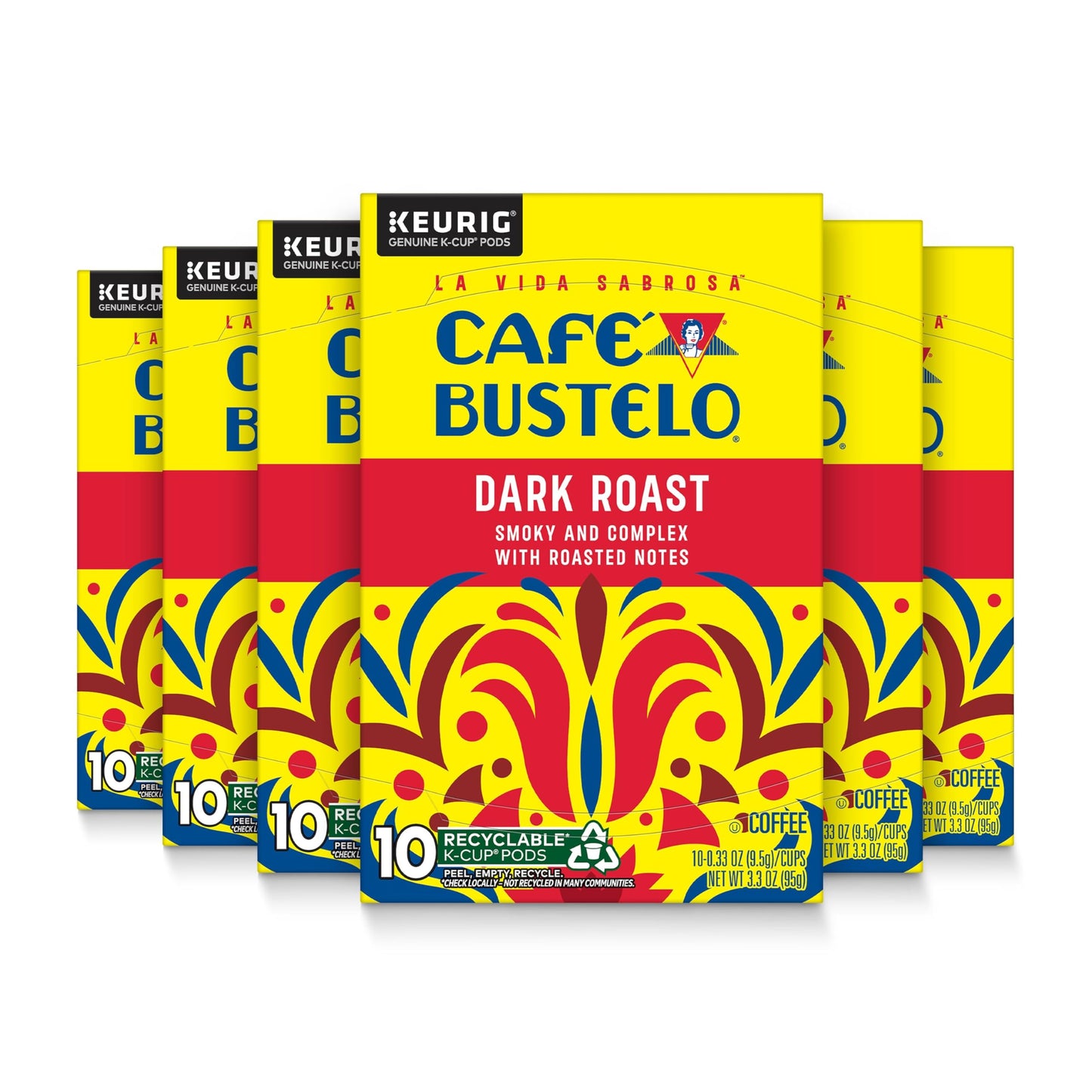 Caf? Bustelo Dark Roast Coffee  10 Ct. K-Cup pods (Pack of 6)