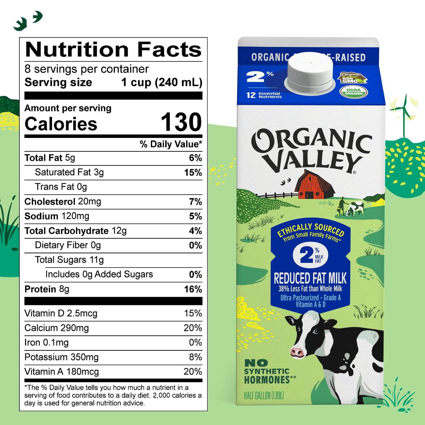 Organic Valley, Organic 2% Milk, 64 Oz (Half Gallon)