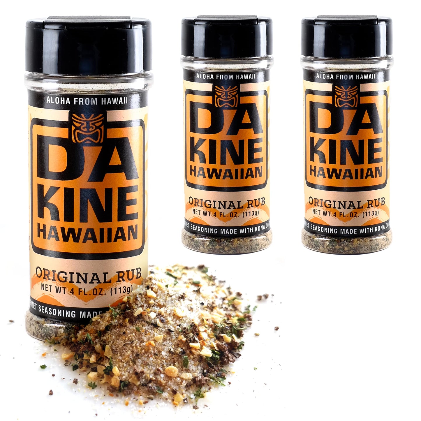 Da Kine Hawaiian BBQ Dry Rub Seasoning - Gluten-Free, Low Sodium, Original Flavor, 4 oz (3 Pack) - Red