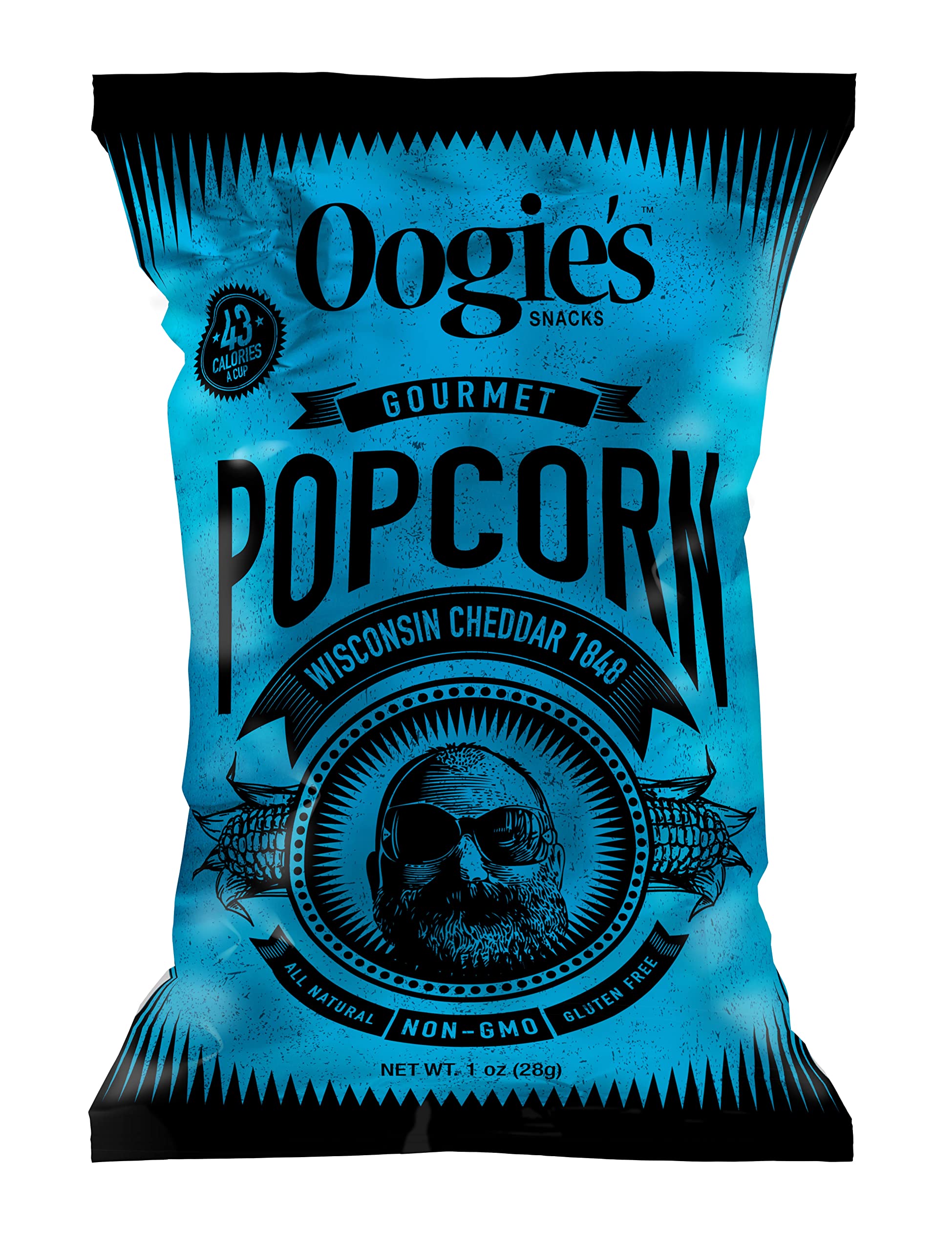 Oogie's Gourmet Popcorn | 20 Pack | Wisconsin Cheddar 1848 Flavor | Gluten Free Popcorn Snacks | 1oz Individual Bags
