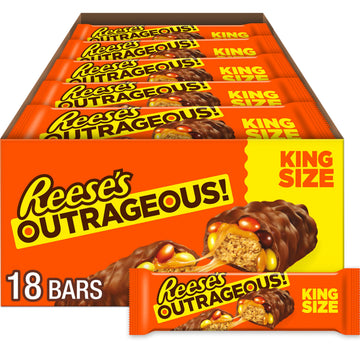 Reeses OUTRAGEOUS! King Size Candy Bars, Peanut Butter & Caramel, 2.95 oz (Pack of 18)