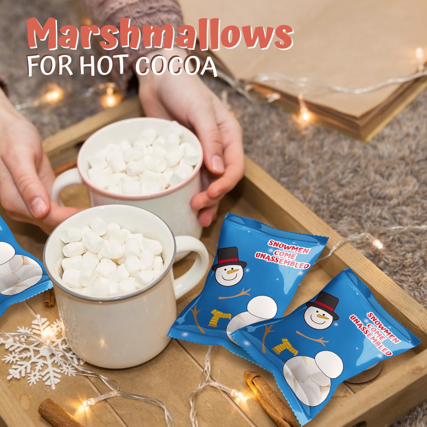 4Es Novelty 24 Packets 3 Assorted Mini Marshmallows - Individually Wrapped Marshmallows Packets for Hot Chocolate & Marshmallows Cocoa Toppers  Vanilla Flavored