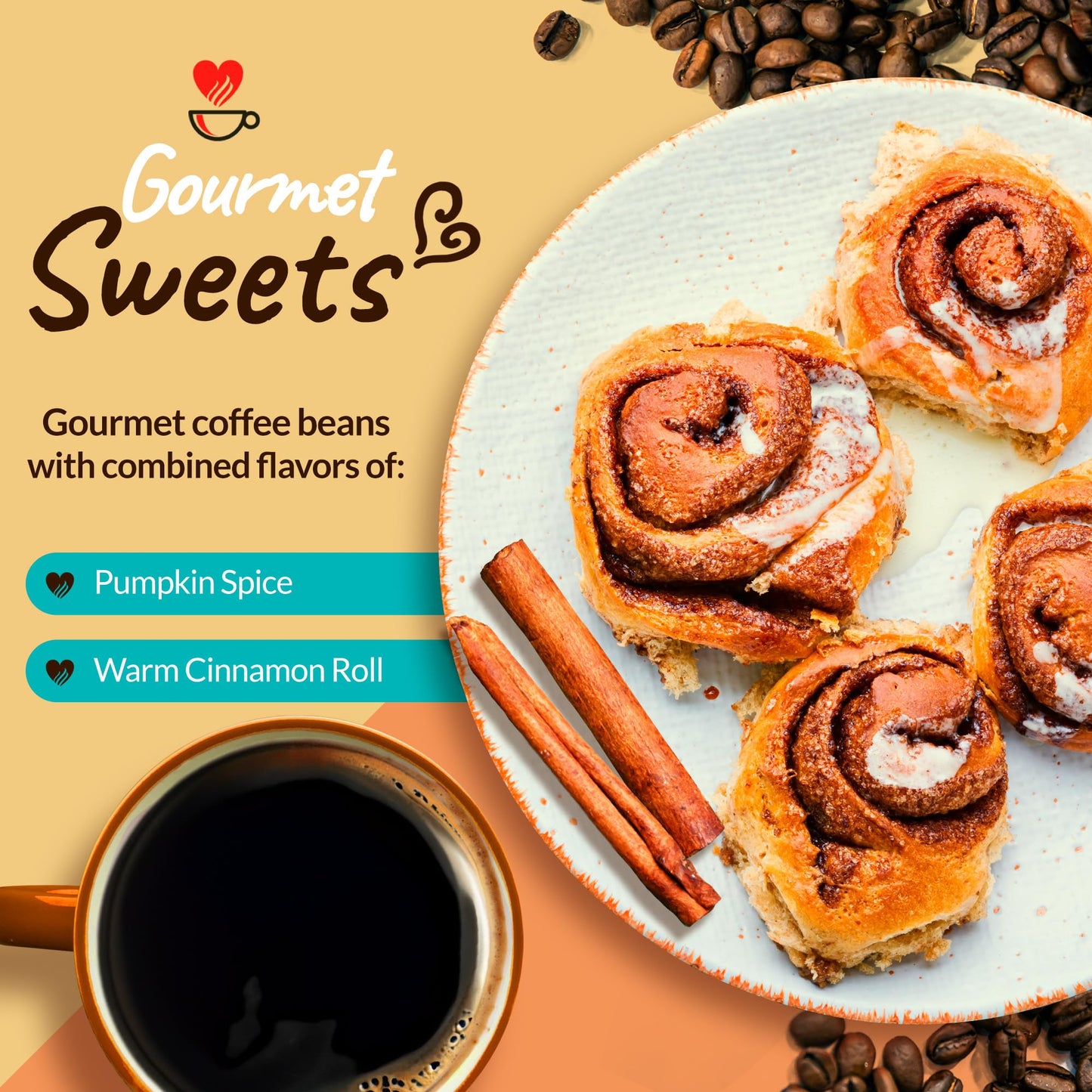 Smart Sips Coffee Decaf Pumpkin Spice Cinnamon Roll Medium Roast Single Serve Pods, 24 Count