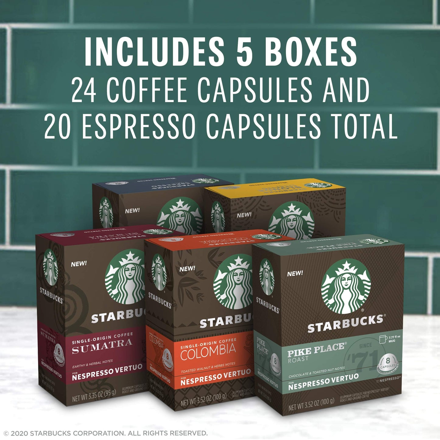 Starbucks Nespresso Vertuo Coffee & Espresso Pods, 44-count Variety Pack, Brews 7.8 oz & 1.35 oz, 1 Count