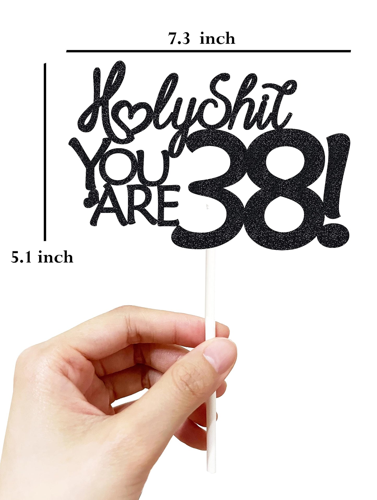Happy 38Th Birthday Cake Topper 38 Birthday Cake Toppers-Black Glitter, Funny 38Th Cake Topper For Men,38 Cake Topper For Women,