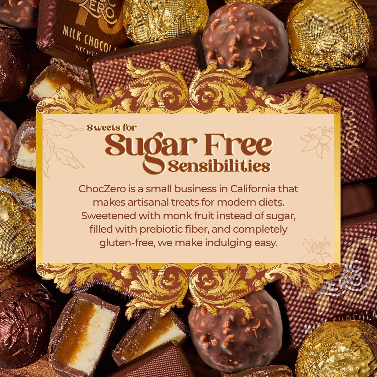 Choczero Keto Chocolate Truffle Gift - Premium Healthy Chocolates - Low Carb Present - Zero Sugar Individually Wrapped Hazelnut