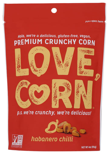 LOVE CORN Habanero Chilli Crunchy Corn Snack, 4 OZ