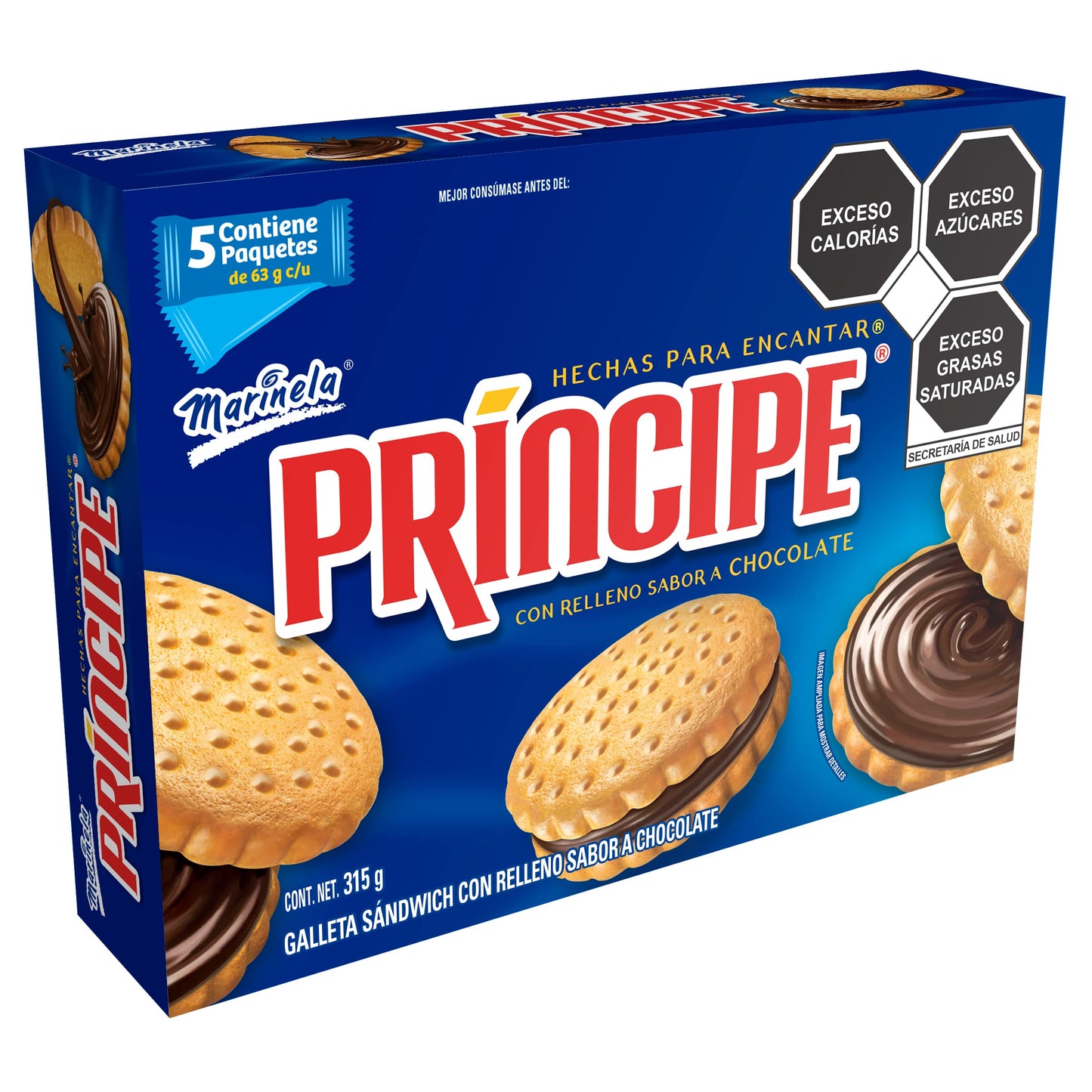 Marinela Galletas Pr  ncipe, 5 paquetes, 315g