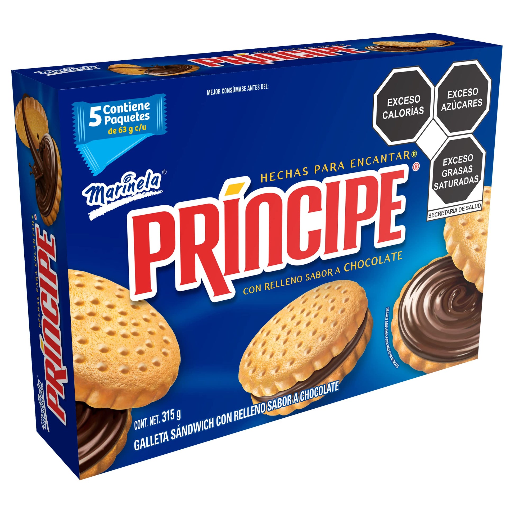 Marinela Galletas Pr  ncipe, 5 paquetes, 315g