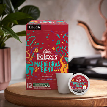 Folgers Mardi Gras Blend Medium-Dark Roast Coffee, 72 Keurig K-Cup Pods