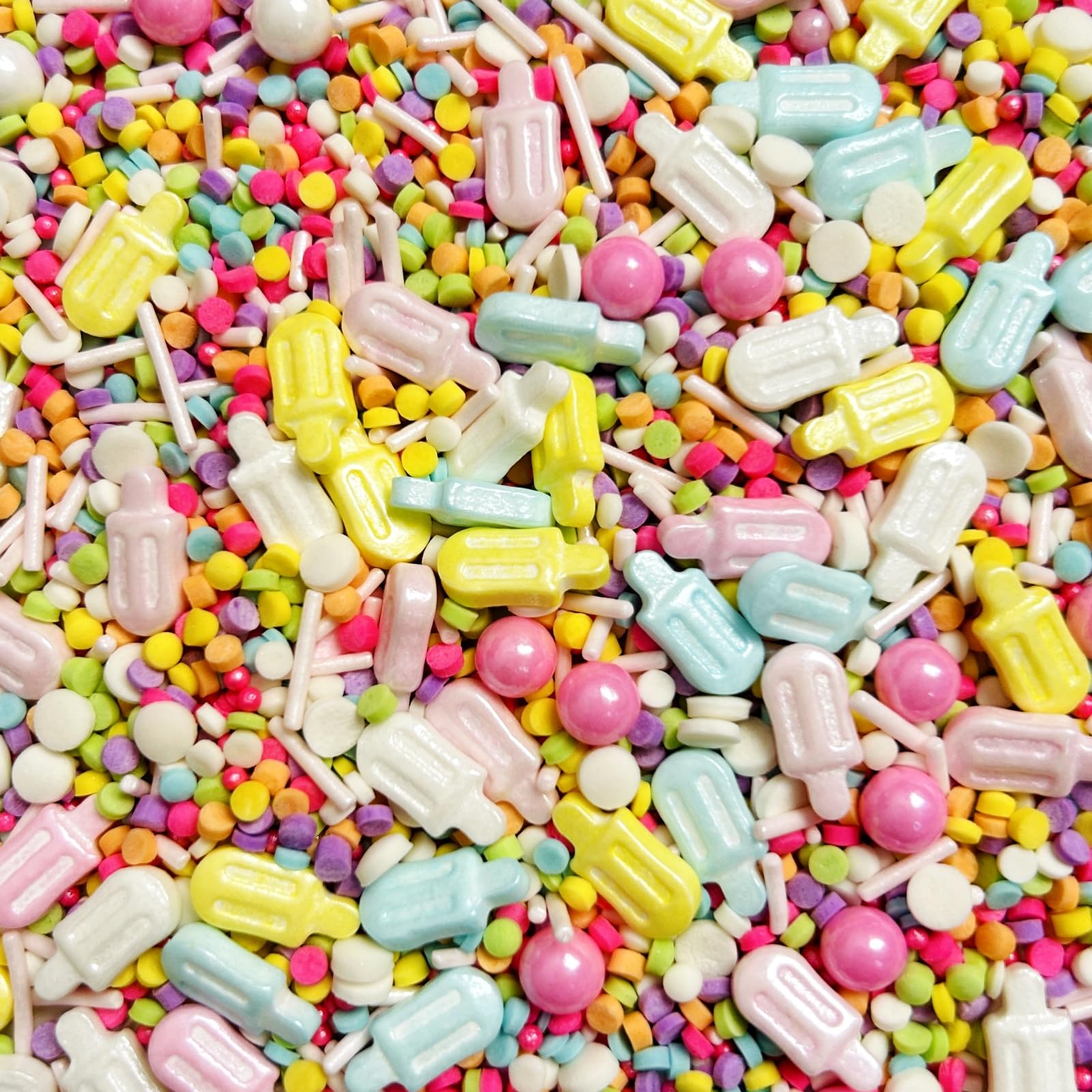 Summer Ice Cream Pastel Sprinkles, Multicolor Popsicle Sugar Baking Edible Cake Decorations Cookie Toppers and Birthday Party Su
